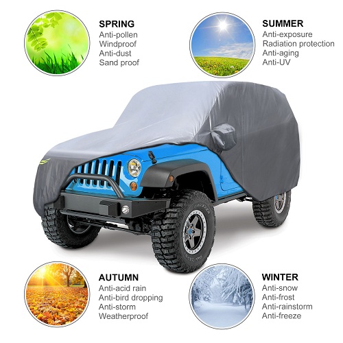 Waterproof 6Layers Car Cover For Jeep Wrangler 2 Door Outdoor Dust